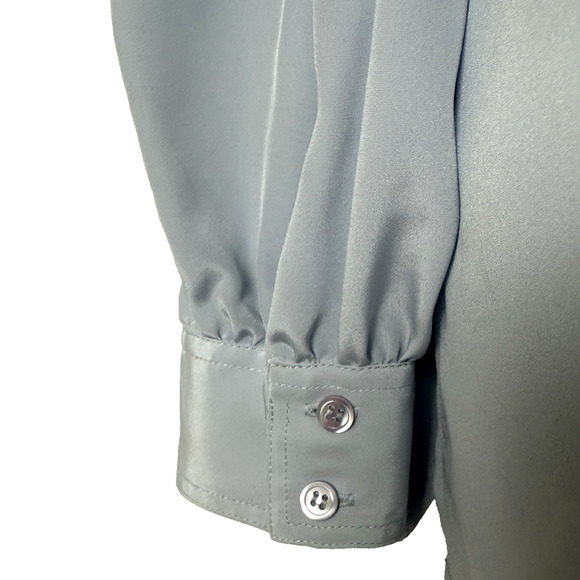 Liz Claiborne Light Blue Button Blouse Women Sz 8 Work Wear Career Shirt Vtg 80s - Picture 6 of 11